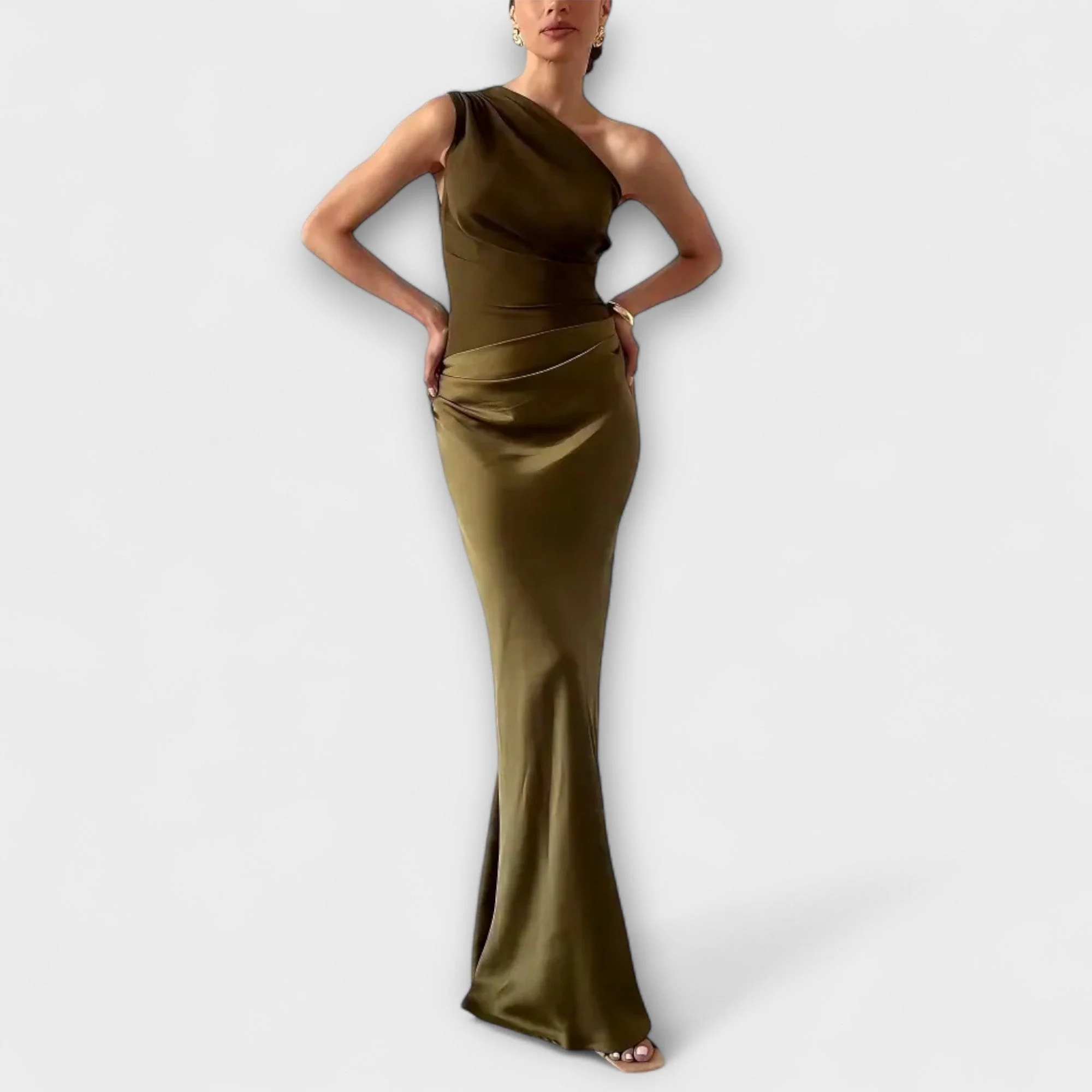 Elissa | Elegantes Ein-Schulter Falten Maxi Kleid - Image 8