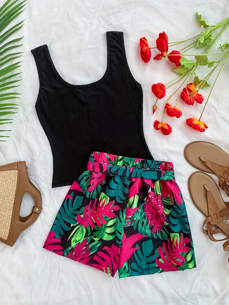 Elkie – Set aus geripptem Baumwoll-Tanktop und bedruckten Shorts - Image 6