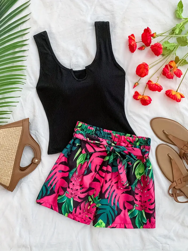 Elkie – Set aus geripptem Baumwoll-Tanktop und bedruckten Shorts - Image 7