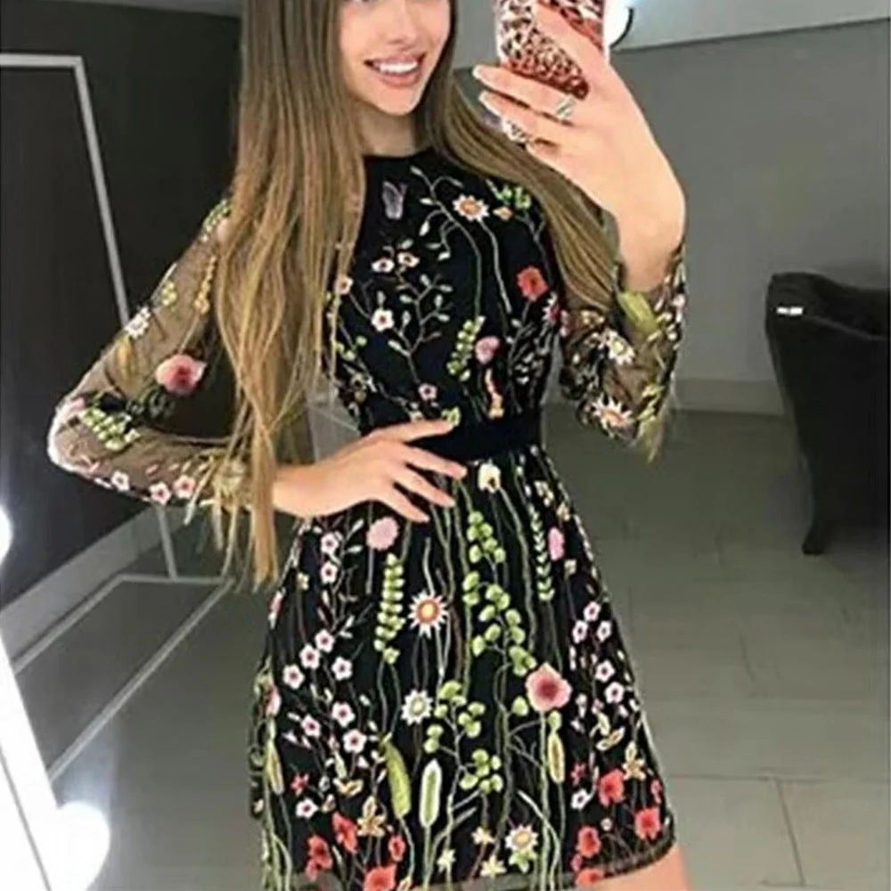 Ellen- Damen Elegantes Cocktailkleid mit floralen Stickereien - Image 7
