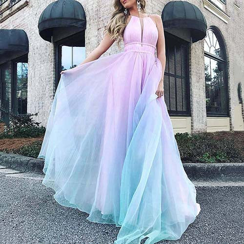 Ellie- Damen Langes Tüllkleid mit fließendem Rock - Image 4