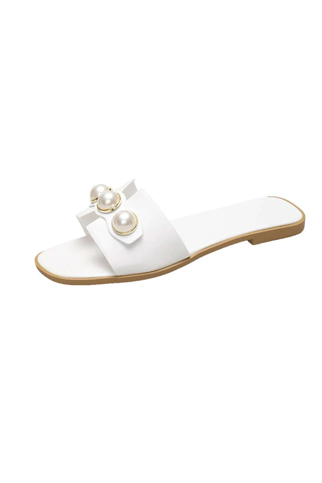 Ellie | Leichtgewicht Leder Designer Slides mit Riesig Perlenverzierung - Image 4