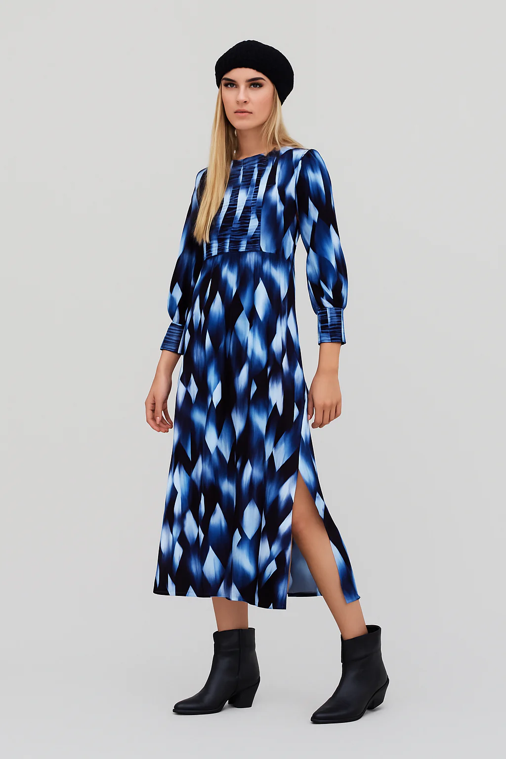 Elodie Casual lang bedrucktes Kleid mit Ballonärmeln - Image 2