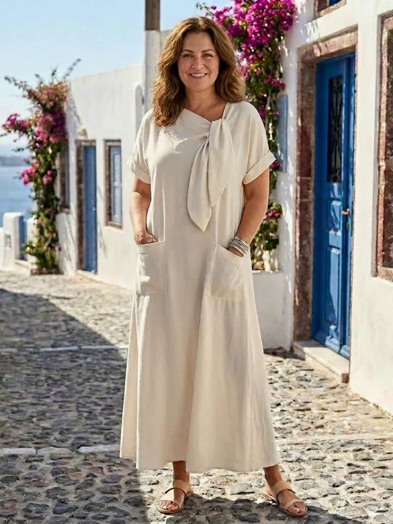 Elowyn | Damen Maxikleid Rundhals Taschen Elegant - Image 6