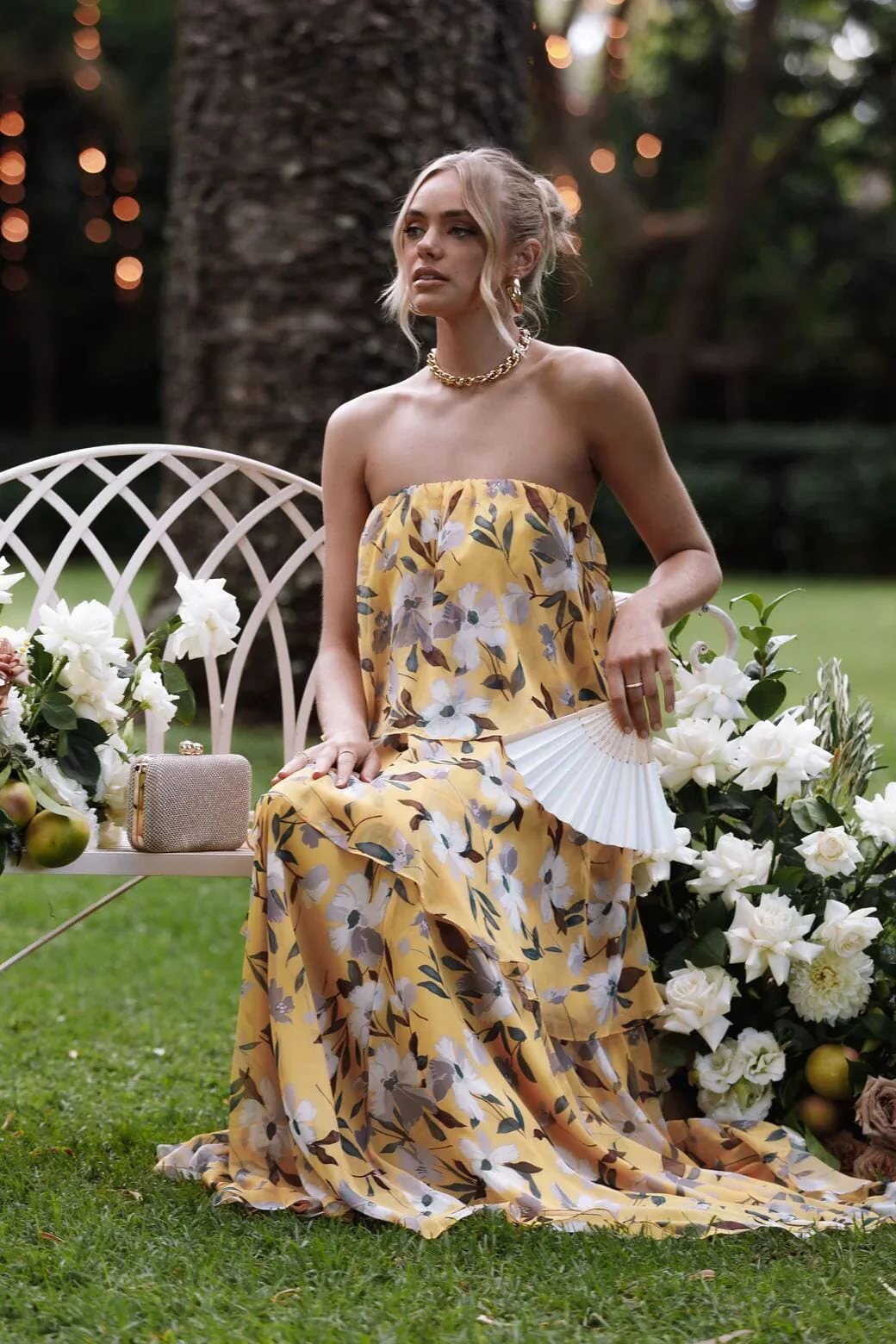 Elsie - Gepunktetes Trägerloses Maxikleid - Image 4
