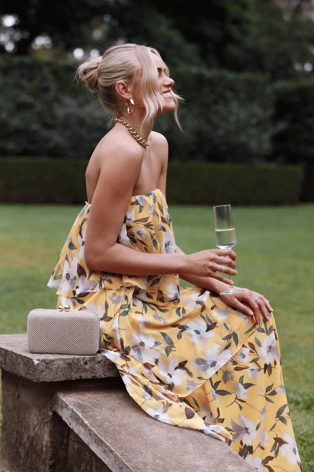 Elsie - Gepunktetes Trägerloses Maxikleid - Image 5