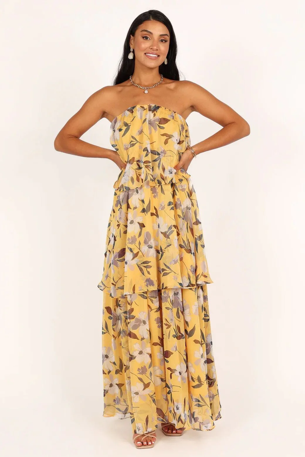 Elsie - Gepunktetes Trägerloses Maxikleid - Image 6