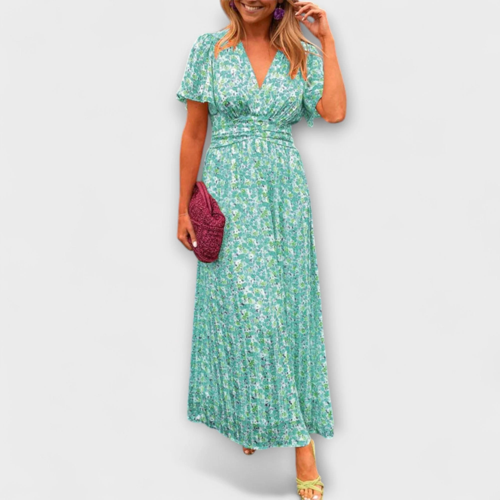 Elsie - Zeitloses V-Ausschnitt Kleid - Image 3