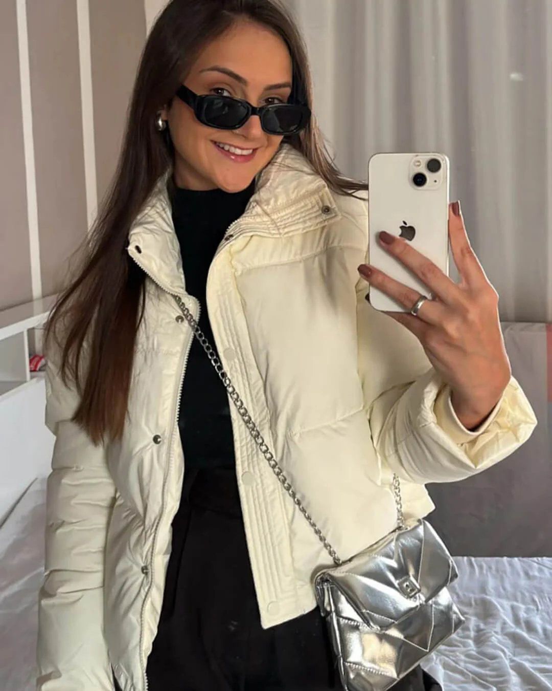 Elva | Damen Steppjacke Kurz Loose Fit Mit Stehkragen - Image 4