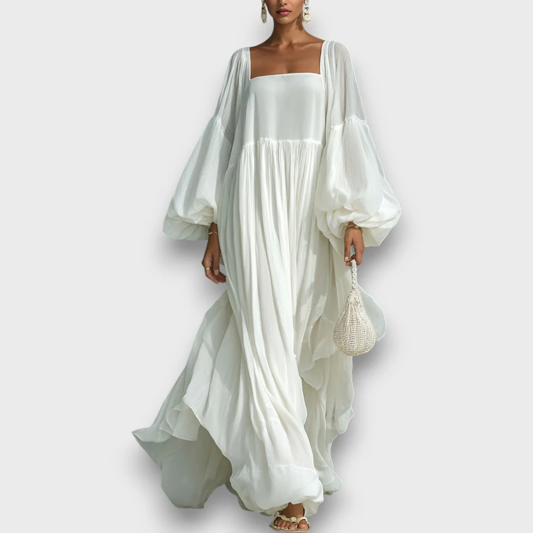 Elviera – Fließendes Maxikleid mit Falten und Ballonärmeln - Image 4
