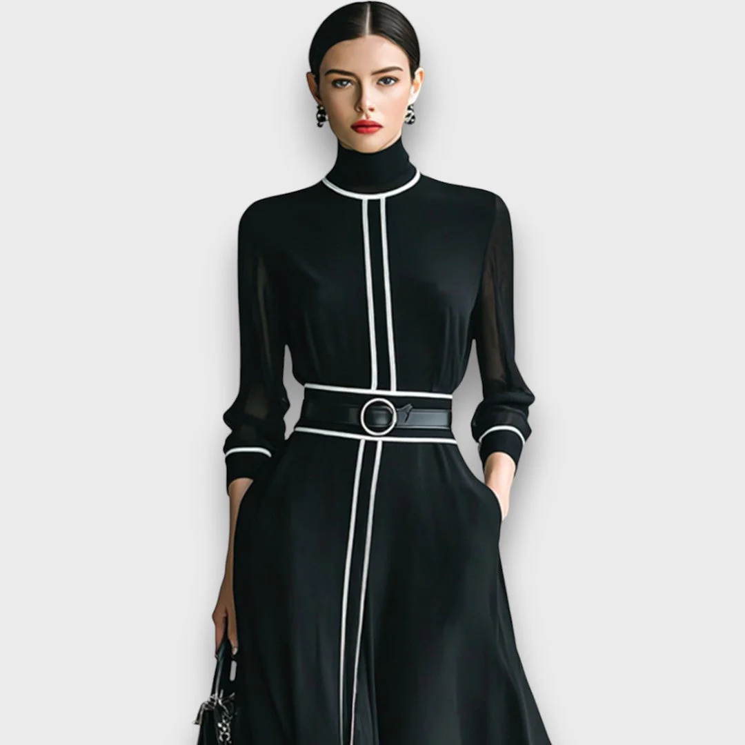 Elyra – Chiffon-Maxikleid mit hohem Kragen - Image 2
