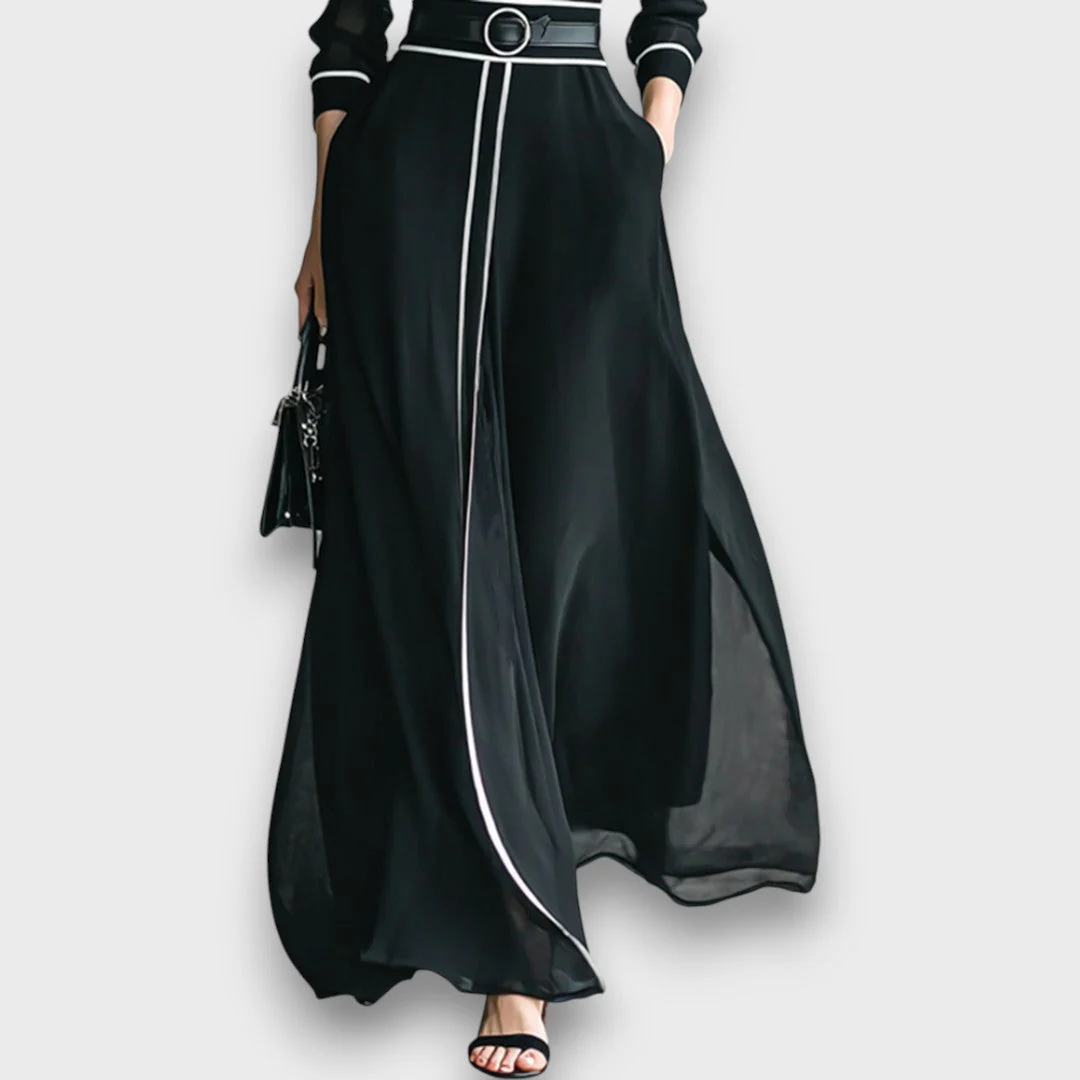 Elyra – Chiffon-Maxikleid mit hohem Kragen - Image 3