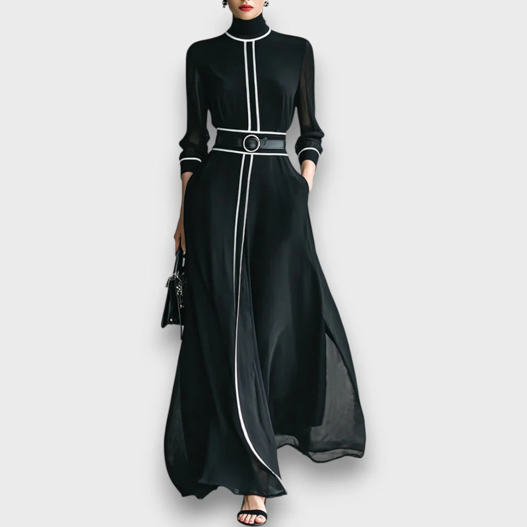 Elyra – Chiffon-Maxikleid mit hohem Kragen - Image 4