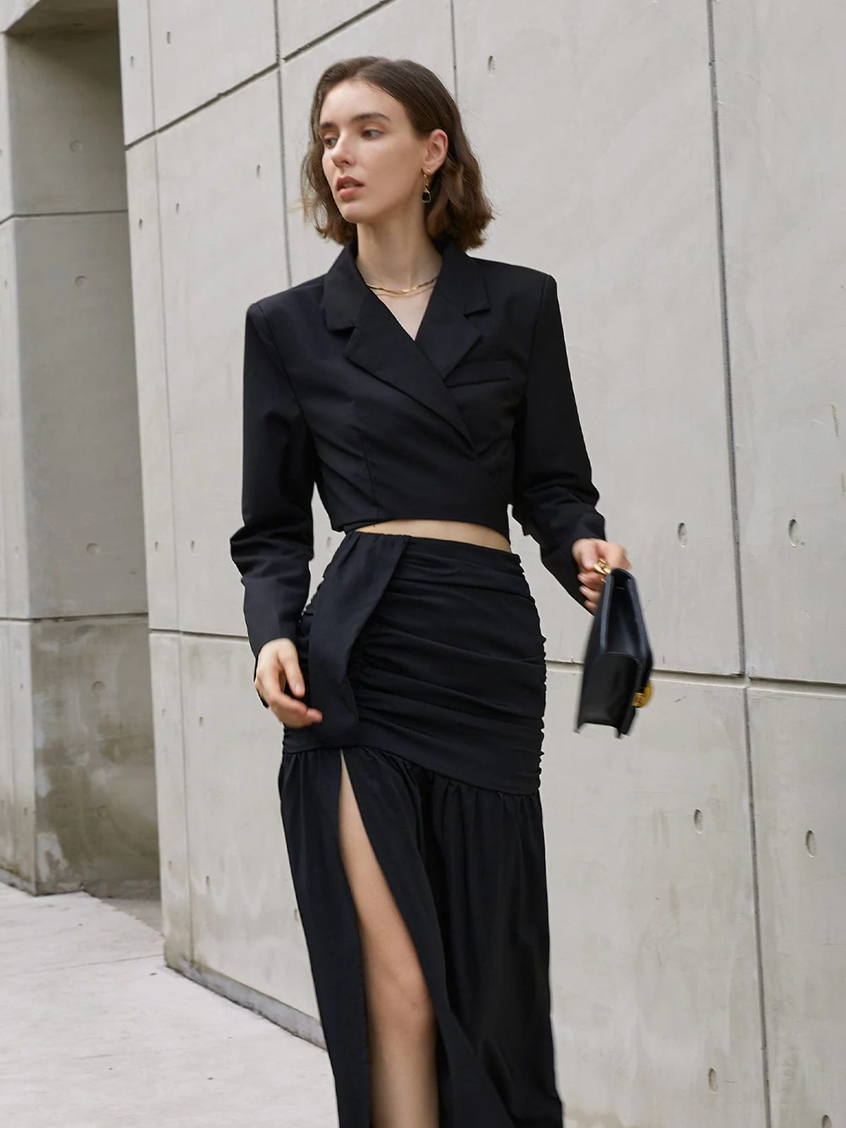 Emilia | Elegantes Zweiteiler-Set mit Cropped Blazer & Maxi-Rock - Image 5