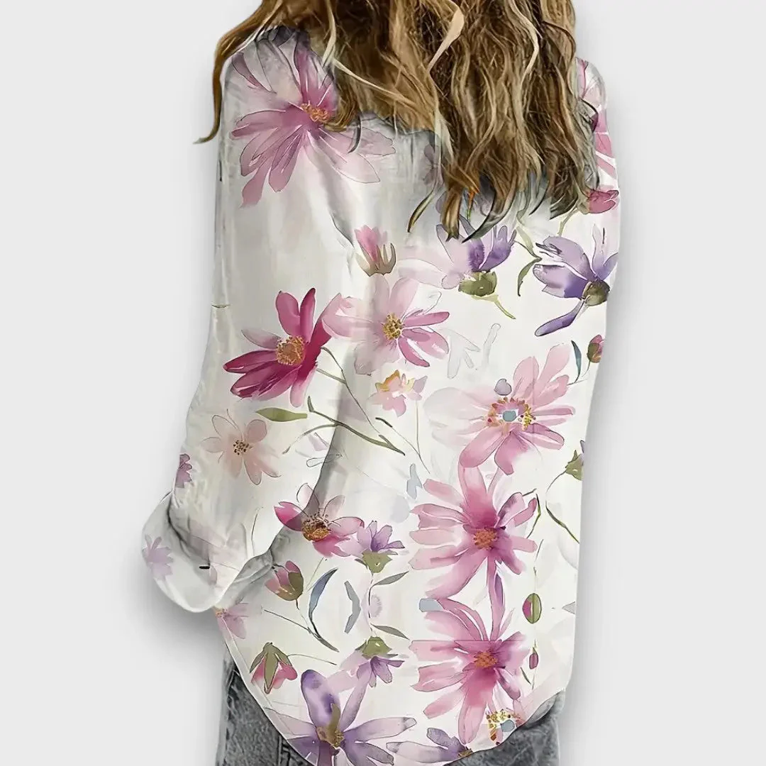 Emiliana – Fließende Bluse mit Aquarellblüten - Image 2