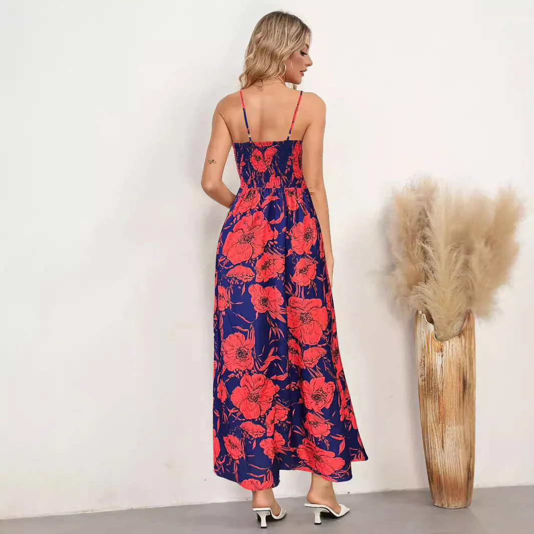 Emma - Blumiges, gerafftes Maxikleid mit Spaghettiträgern - Image 2