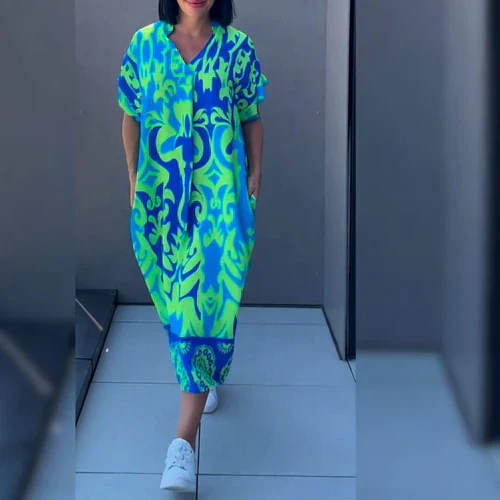 Entspanntes Damen Maxikleid mit Kunstdruck - Image 3