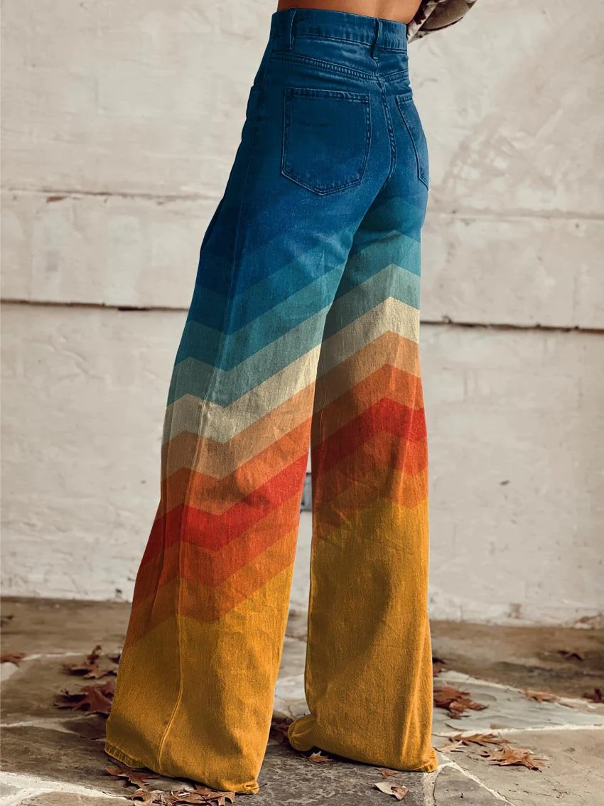ESTELA™ RETRO CHEVRON WEITE BEIN HOSE - Image 2