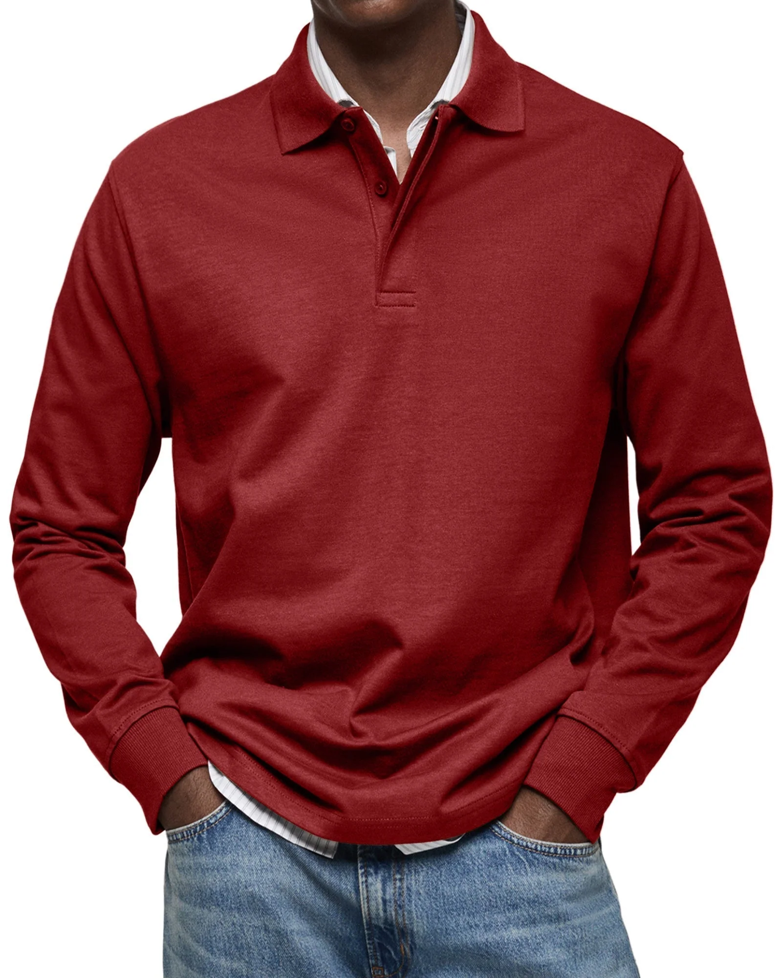 Ethan – Klassisches Herren Langarm-Poloshirt mit Knopfleiste - Image 10