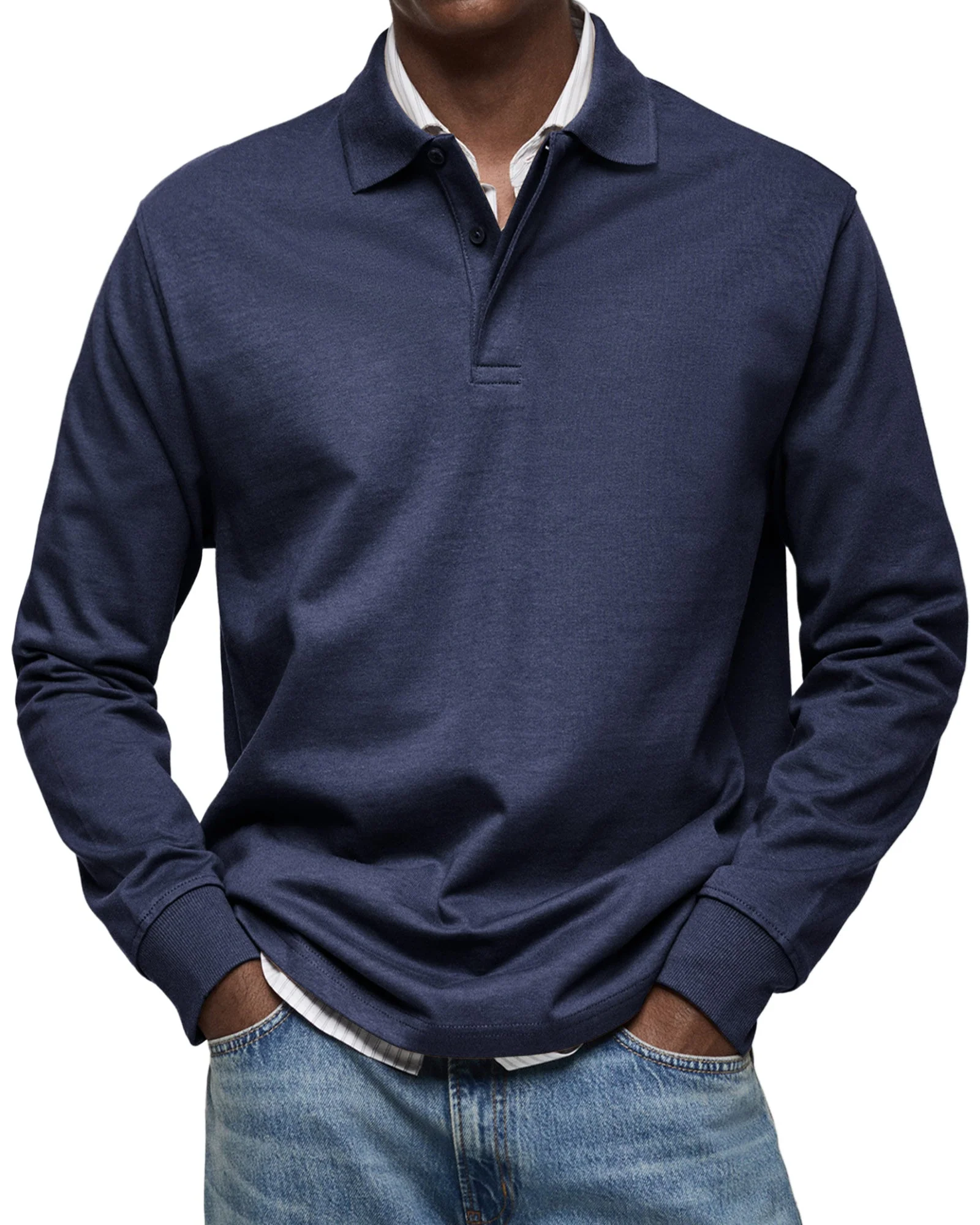 Ethan – Klassisches Herren Langarm-Poloshirt mit Knopfleiste - Image 2