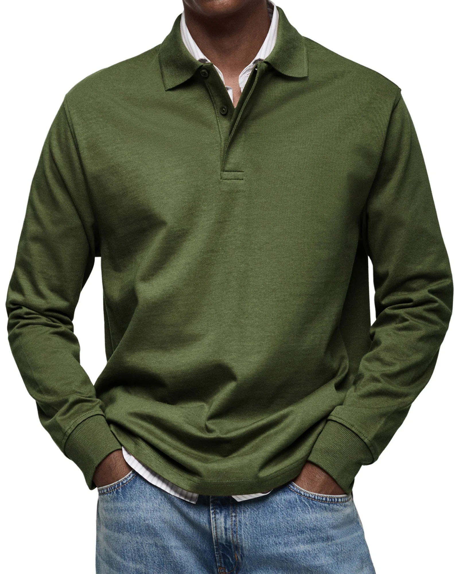 Ethan – Klassisches Herren Langarm-Poloshirt mit Knopfleiste - Image 9