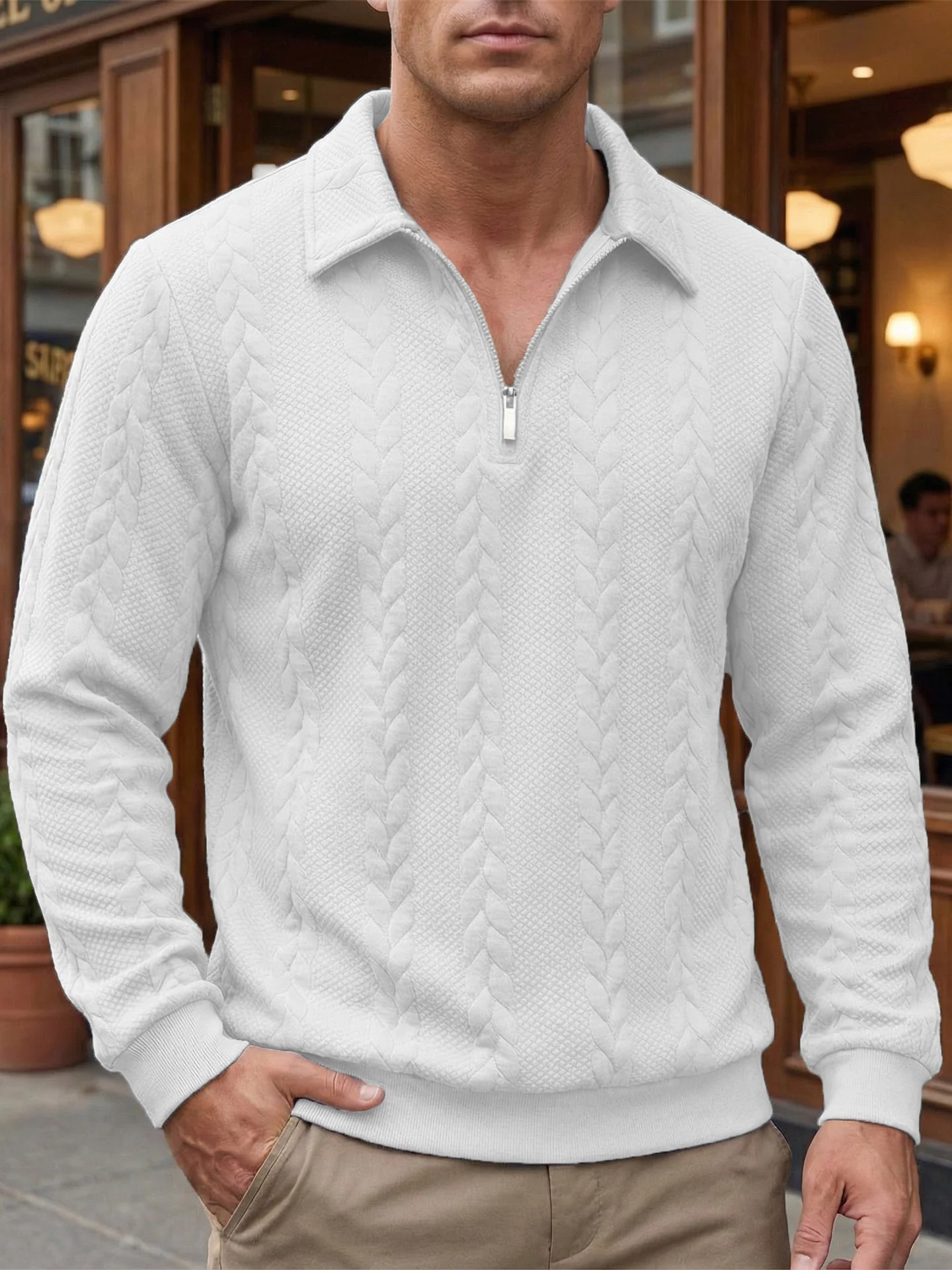 Ethan - Texturiertes Poloshirt mit 1/4-Reißverschluss - Image 11