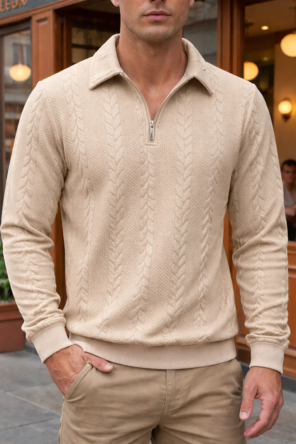 Ethan - Texturiertes Poloshirt mit 1/4-Reißverschluss - Image 12