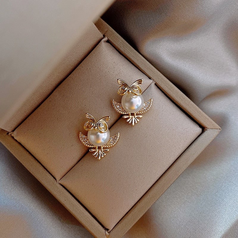 Eulen-Ohrringe in Gold - Image 2