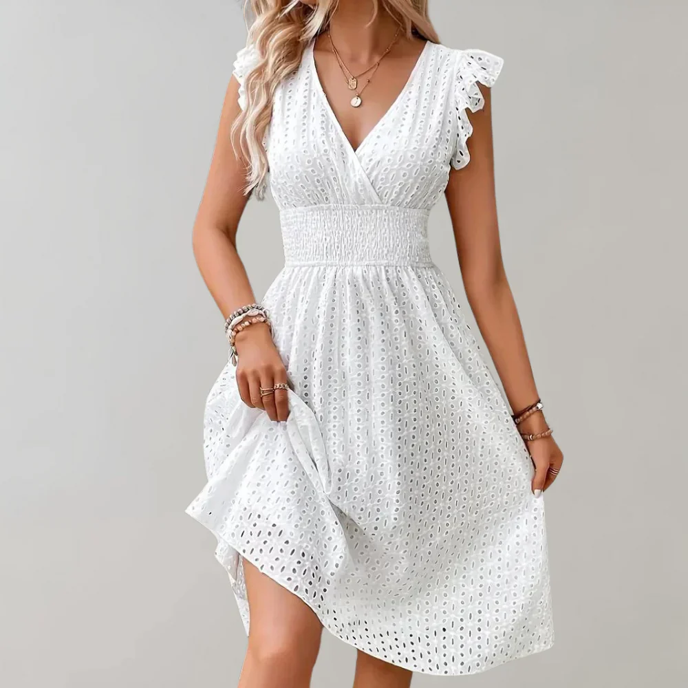 Eunice – Midikleid aus Baumwolle mit bestickten Ösen - Image 2