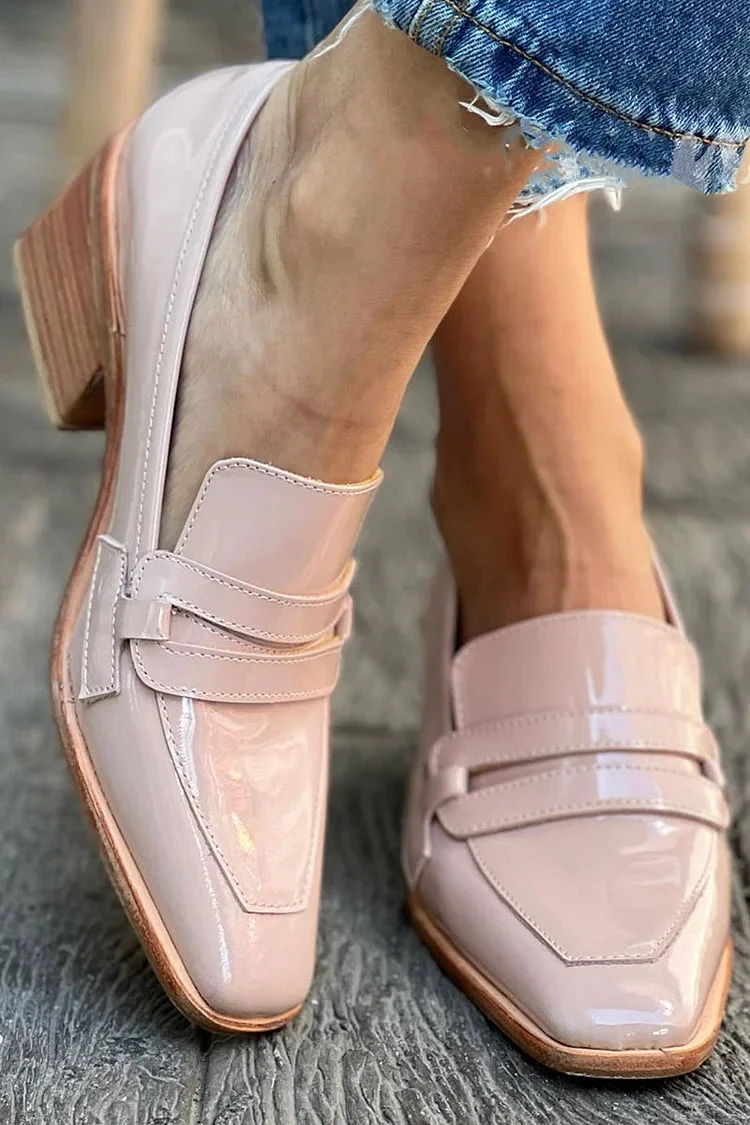 Evelara - Roségoldene lackierte Loafers mit dickem Absatz - Image 2