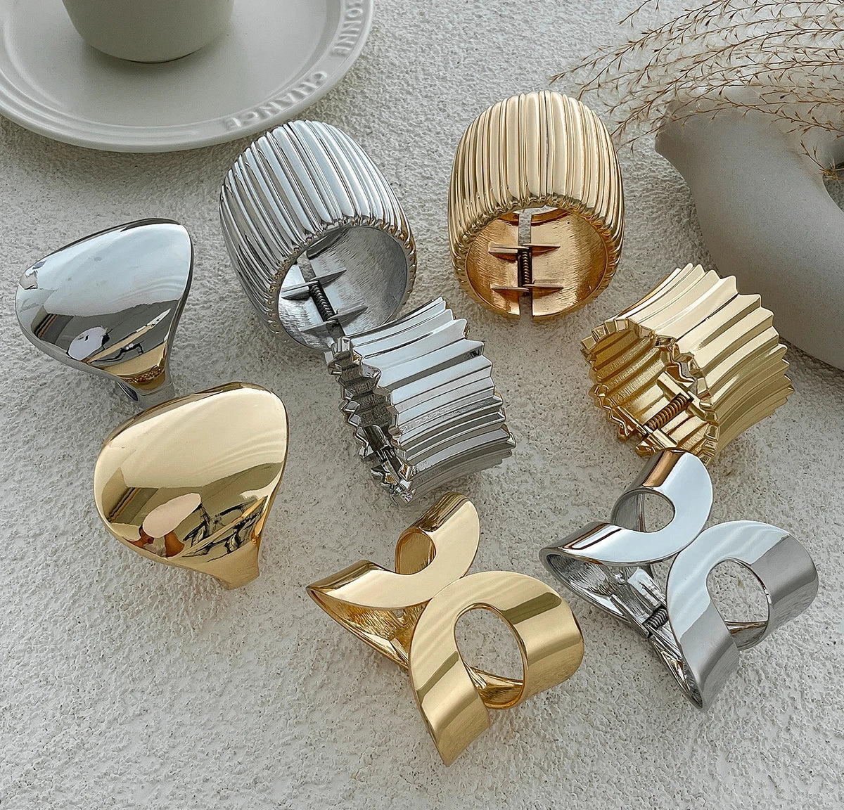 Exklusives Damen Armreif Set Breit Gold - Image 3