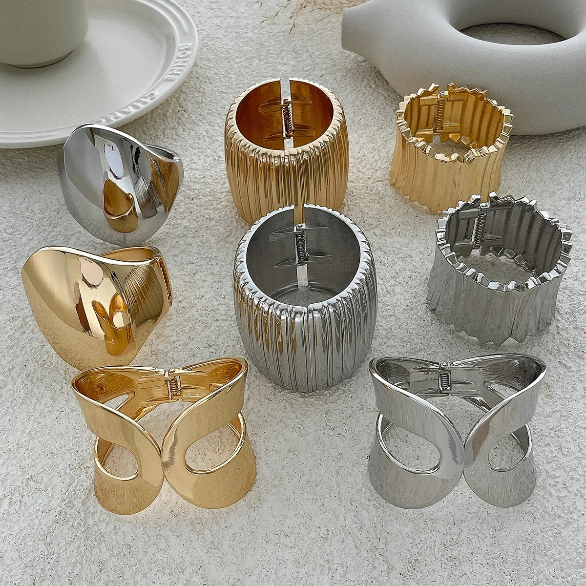 Exklusives Damen Armreif Set Breit Gold - Image 9