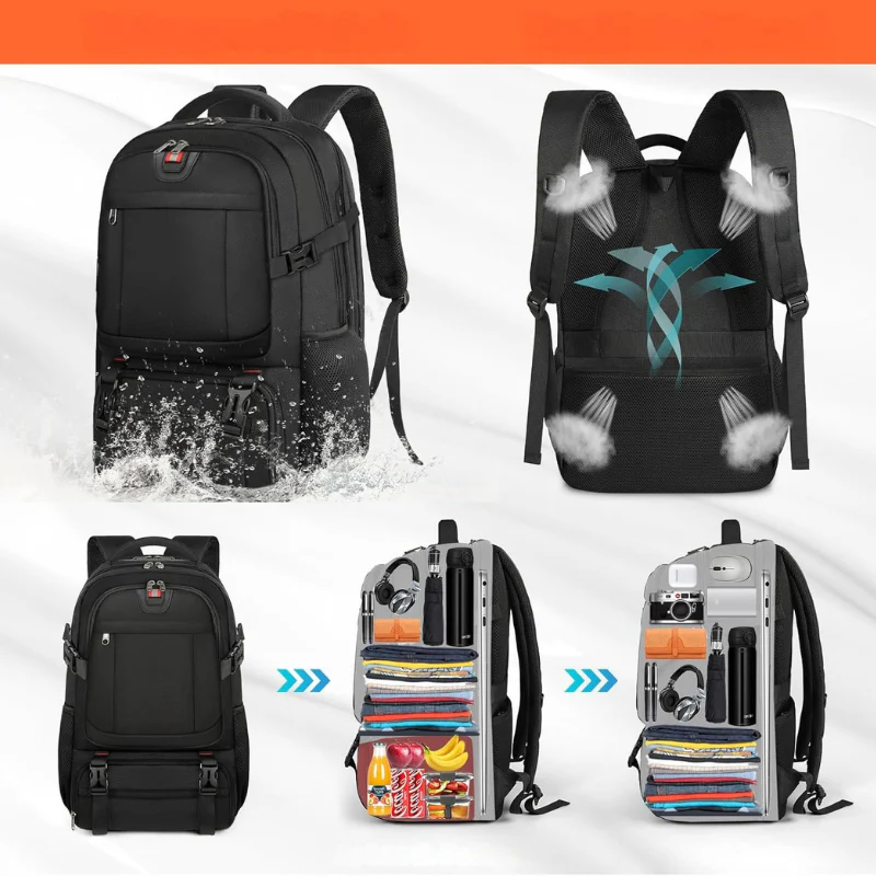 Extra-großer Reiserucksack mit Laptopfach, USB-Ladeanschluss und isoliertem Fach – Ideal für Reisen, Studium und Beruf - Image 3