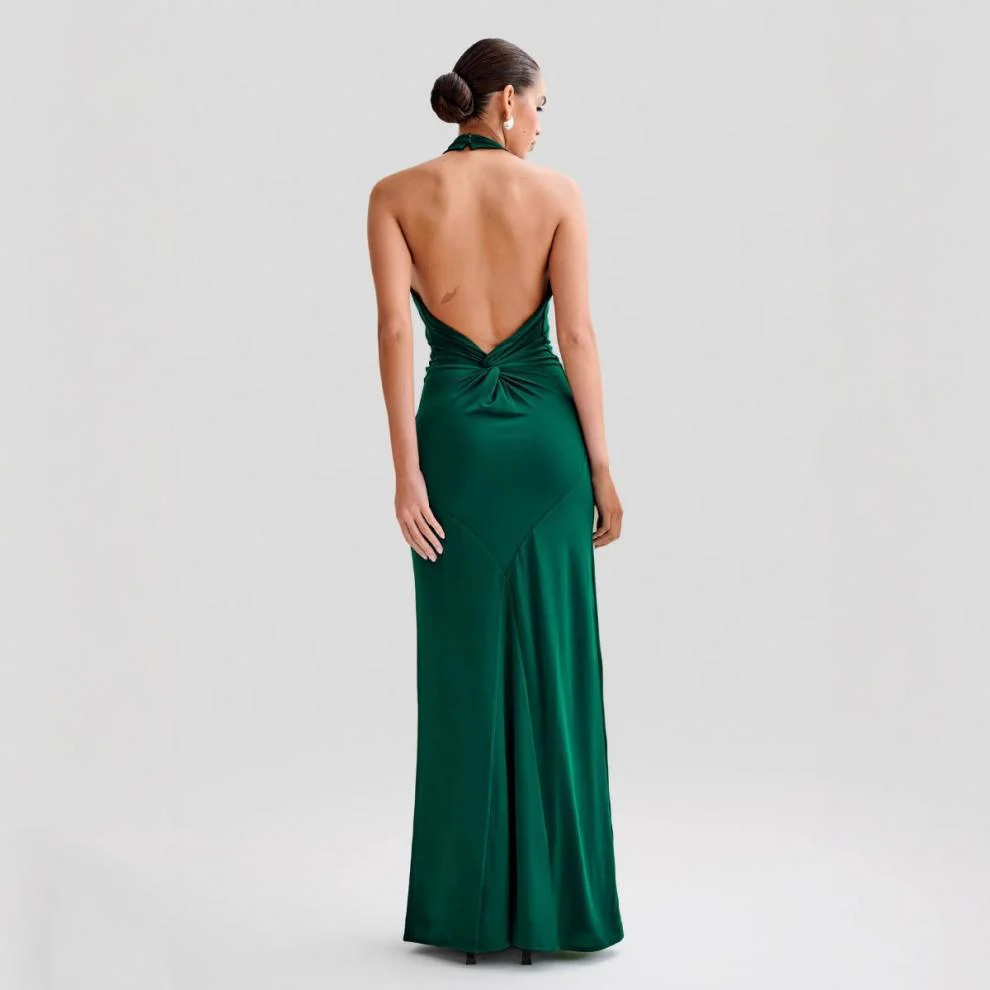 Faera | Drapiertes Langes Neckholder-Kleid - Image 3