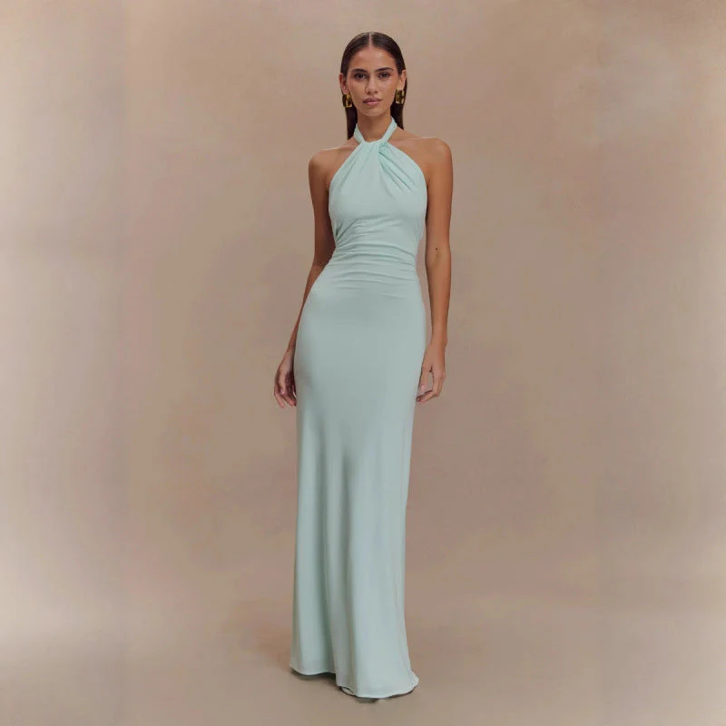 Faera | Drapiertes Langes Neckholder-Kleid - Image 5