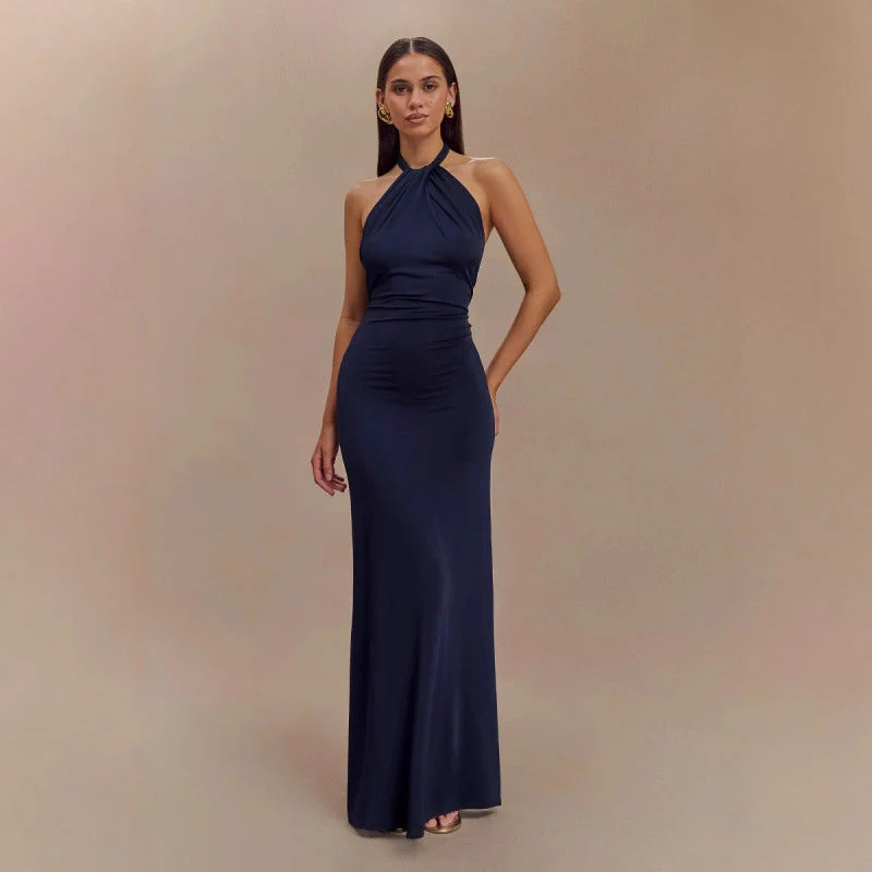 Faera | Drapiertes Langes Neckholder-Kleid - Image 6