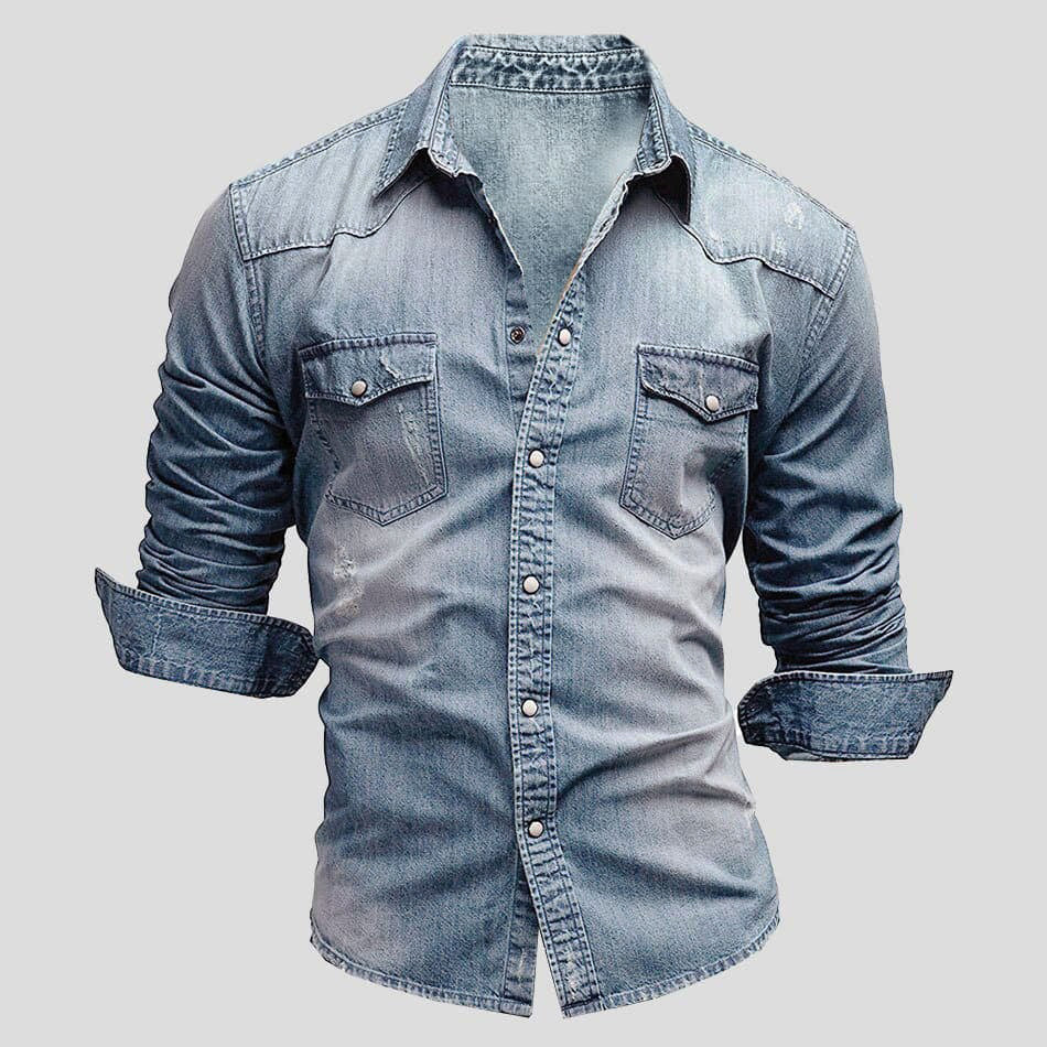 Faisu - Herren Denim-Hemd in Vintage-Optik - Image 4