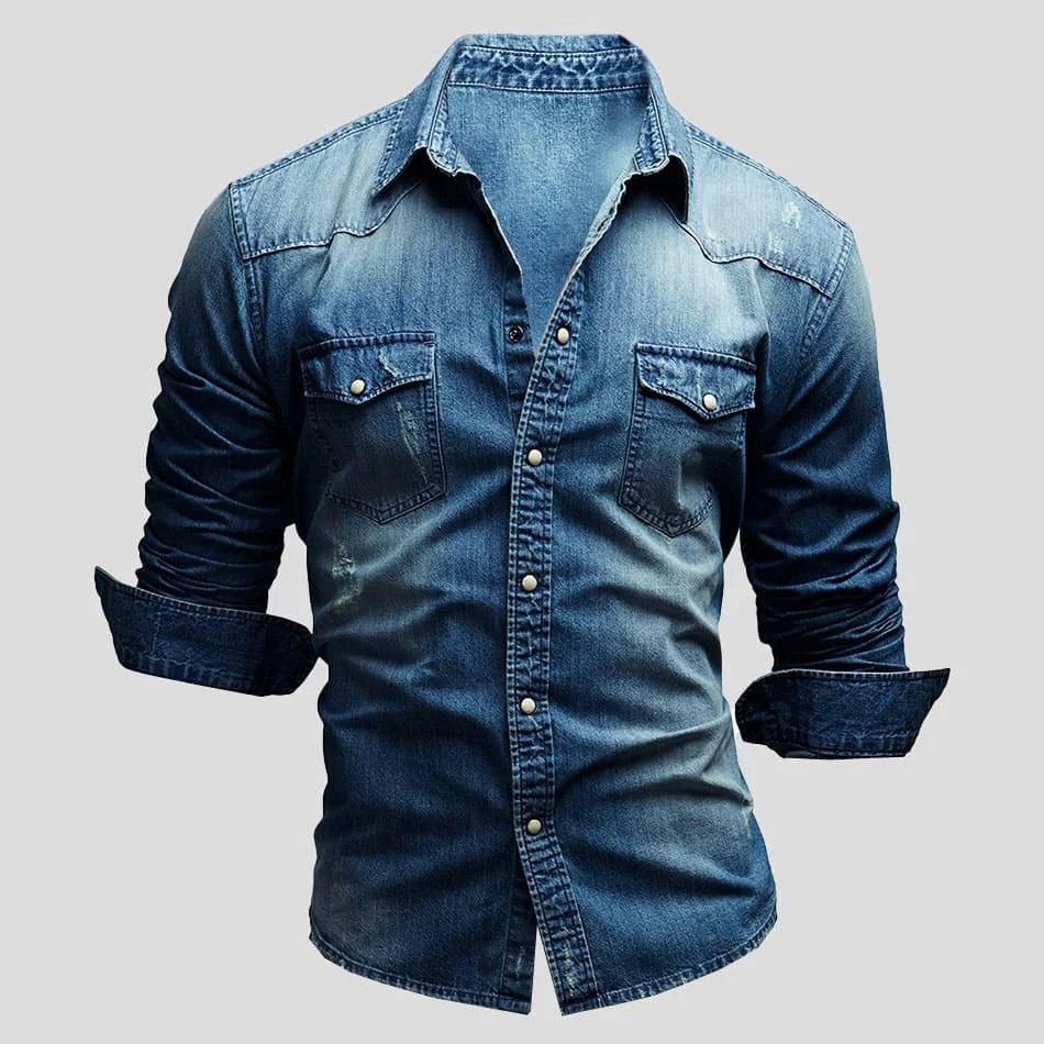 Faisu - Herren Denim-Hemd in Vintage-Optik - Image 5