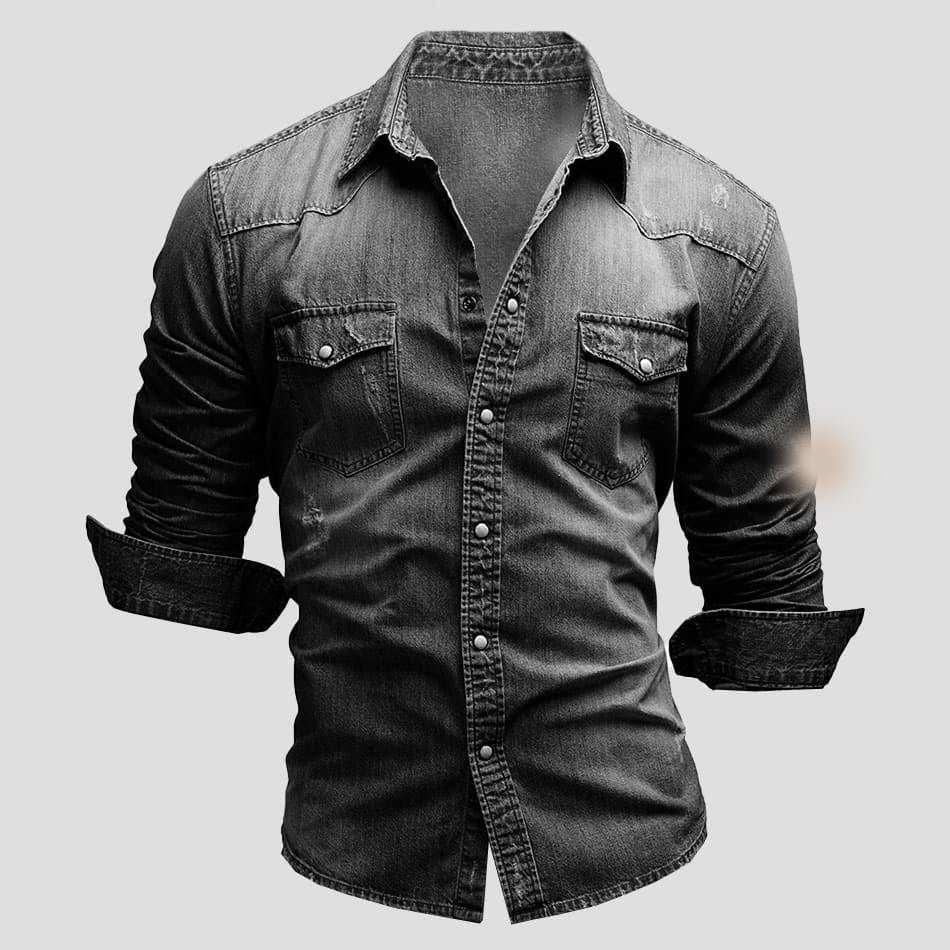 Faisu - Herren Denim-Hemd in Vintage-Optik - Image 6