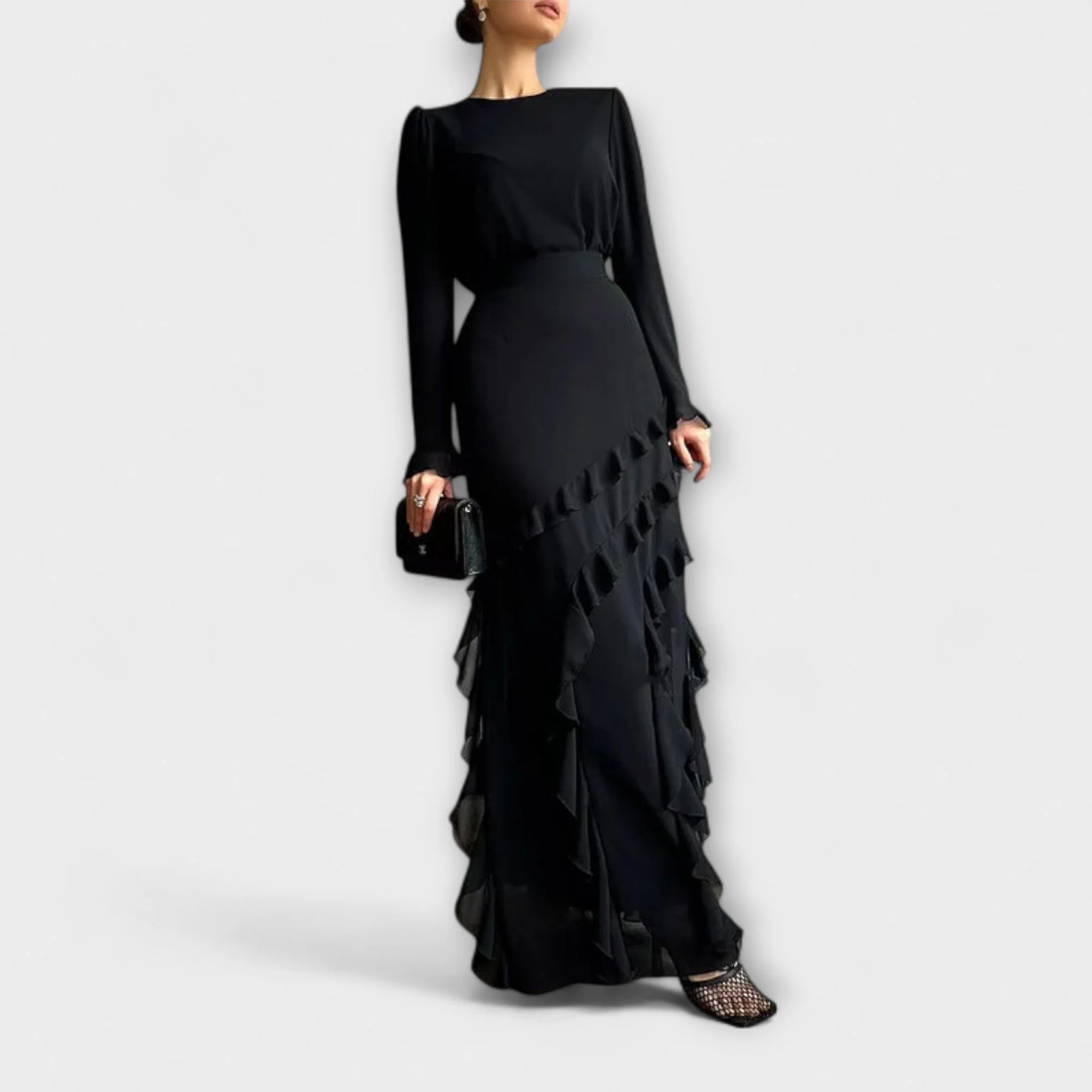 Fallon - Slim Fit Maxikleid mit 3D-Rüschen - Image 4