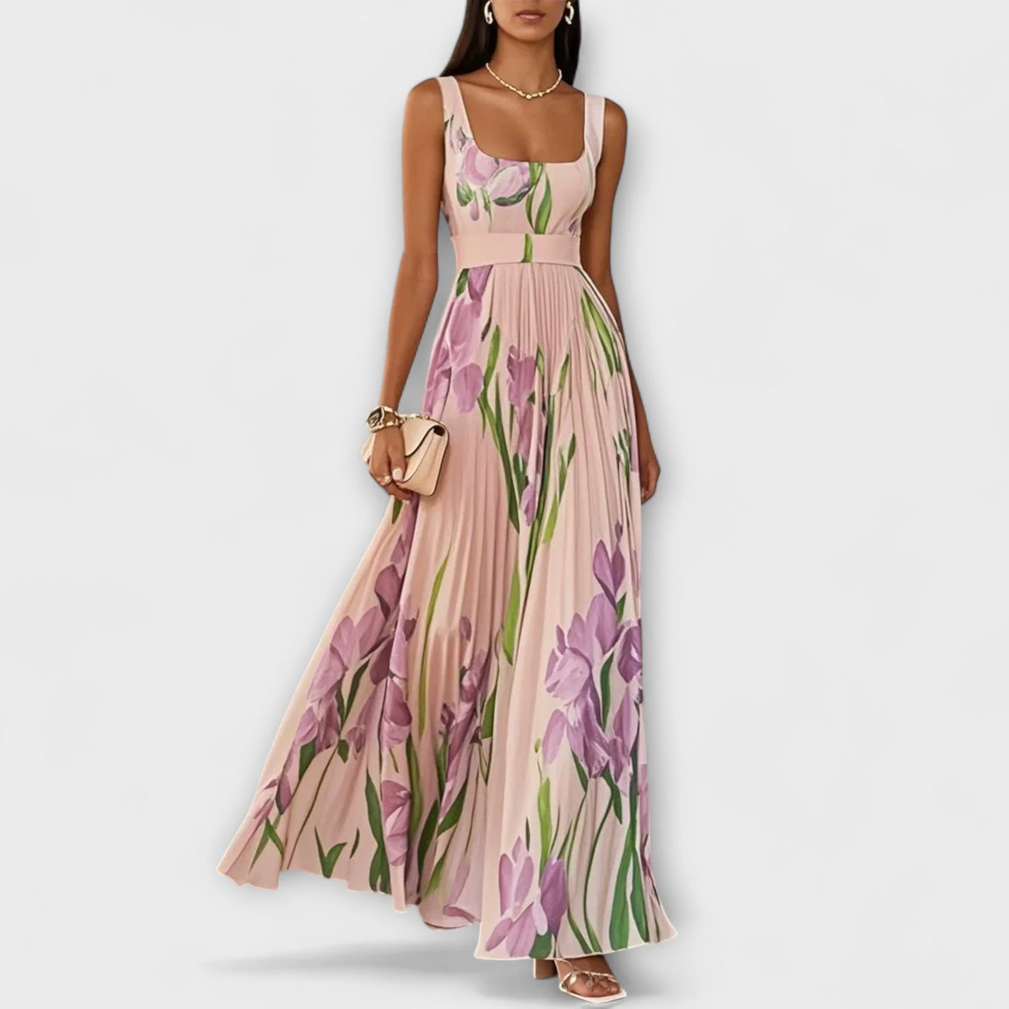 Faltenmaxikleid aus Chiffon mit Blumenmuster - Image 6