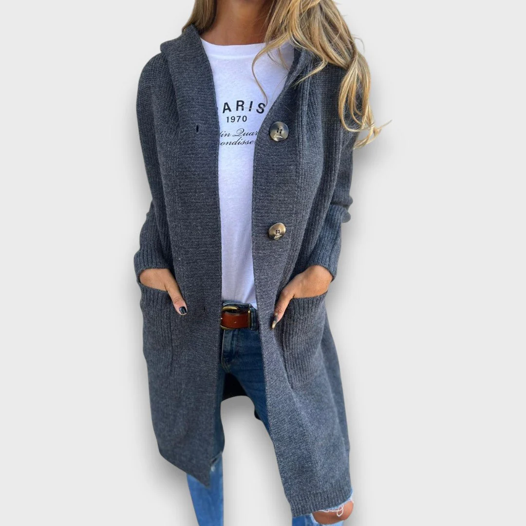 Fara – Strick-Cardigan mit Kapuze & Knopfleiste