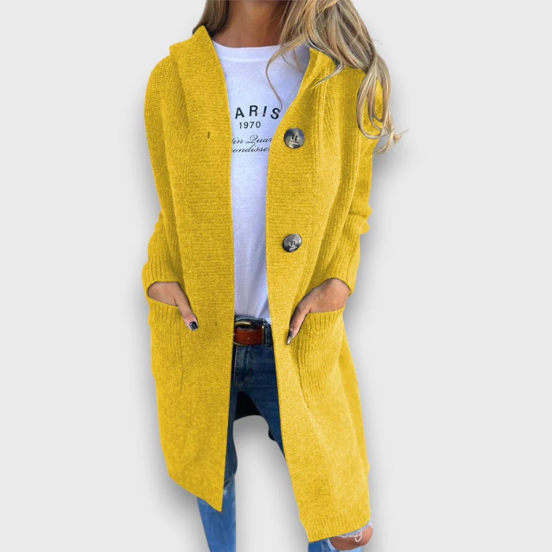 Fara – Strick-Cardigan mit Kapuze & Knopfleiste - Image 4