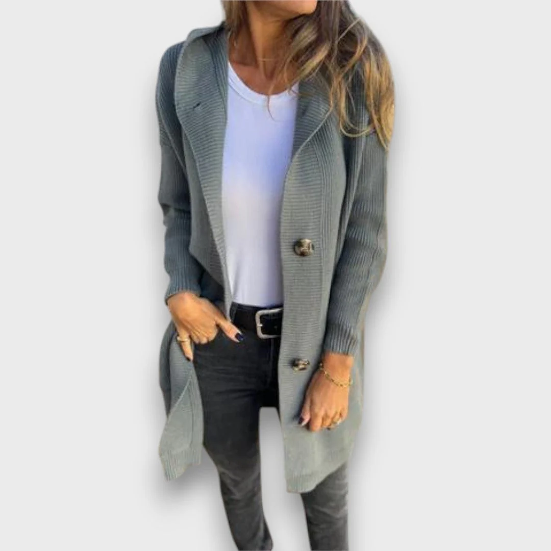 Fara – Strick-Cardigan mit Kapuze & Knopfleiste - Image 6