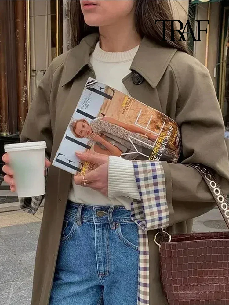 Farah | Langer Trenchcoat Mit Karofutter - Image 3