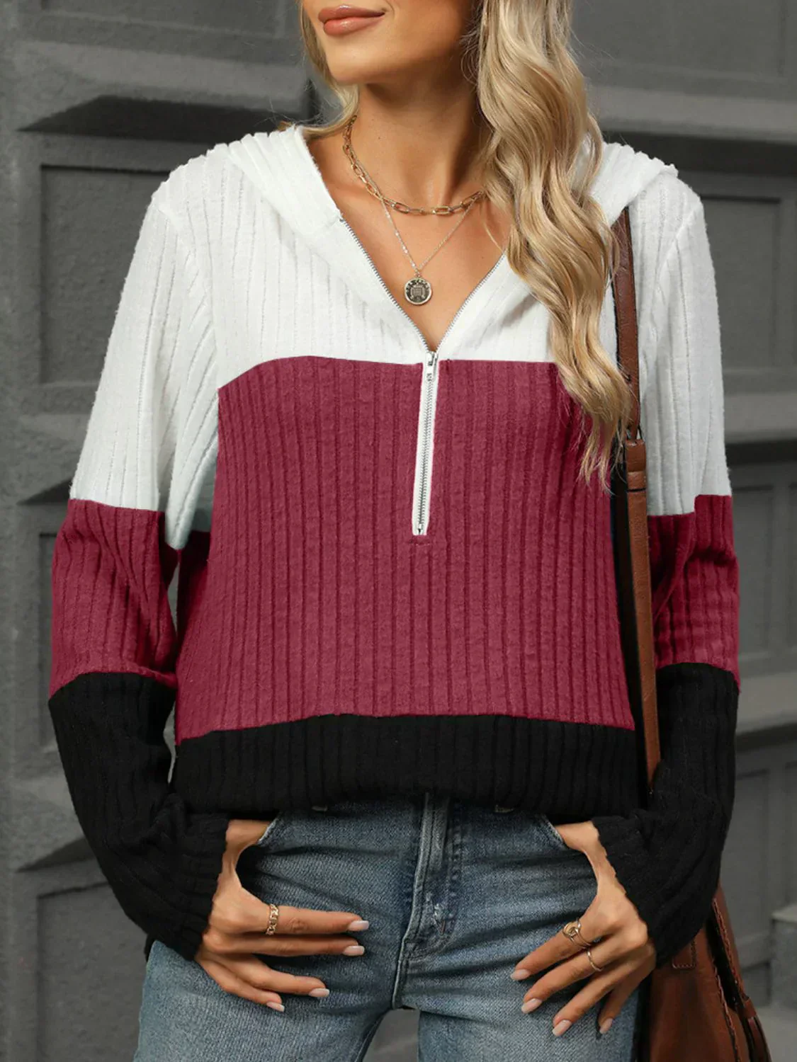 FARBBLOCK KAPUZEN LANGARM T-SHIRT | MODERNER STIL, KOMFORTABEL, VIELSEITIG - Image 5