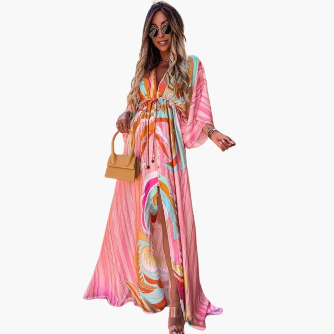 Farbenfrohes Sommerkleid - Damen Maxikleid mit Blumenprint - Image 6