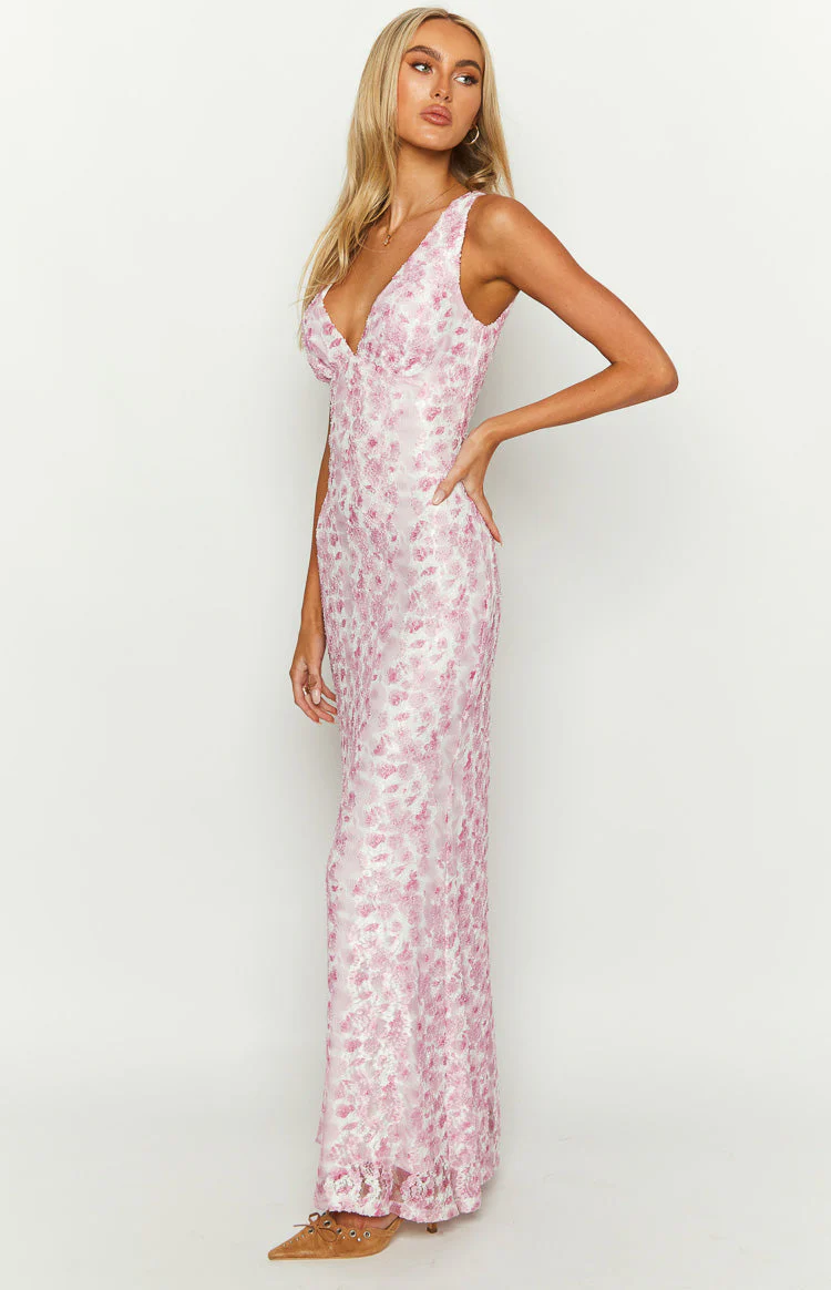 Farida - Rosa Spitzen-Maxikleid - Image 3