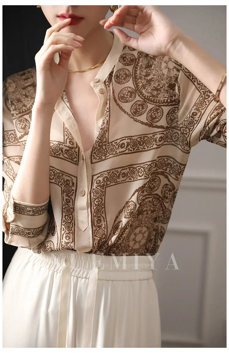 Felicity | Elegante Damenbluse mit langen Ärmeln und Druck - Image 2