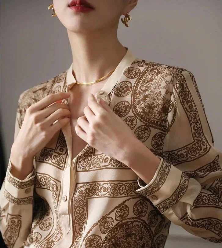 Felicity | Elegante Damenbluse mit langen Ärmeln und Druck - Image 3
